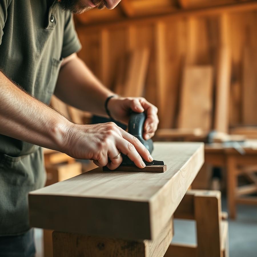 Hand-planing a tabletop flat without a jointer. Measured drawings in the files tab.